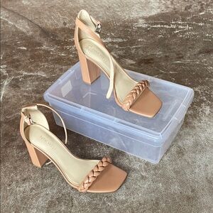 Nine West Beige Braided Block Heels
